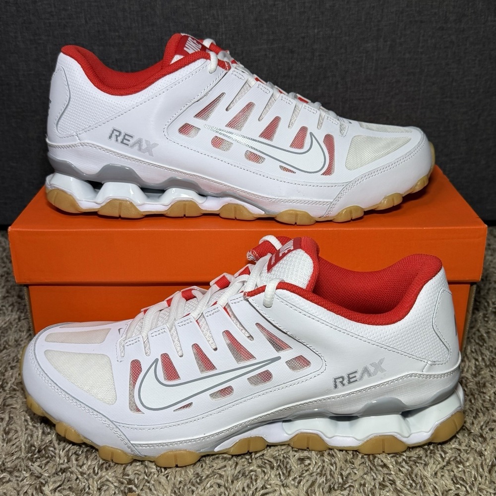 Nike REAX 8 TR MESH Cross Training Shoes Mens Size 10.5 White Red 621716-103 NEW